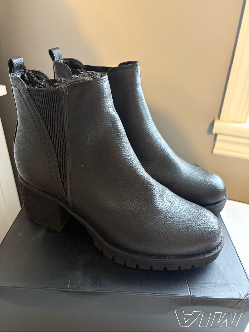 MIA Black Chelsea Lug Heel Booties